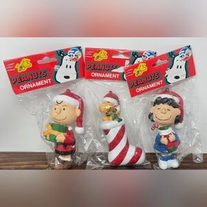 Vintage Kurt Adler Peanuts Christmas Ornaments Lucy, Woodstock & Charlie Brown